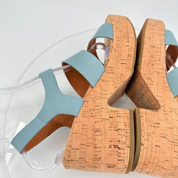 Kork-Ease Womens Tish Sandals Platform Block Heel Blue Leather Slingback 10 M - Picture 10 of 15